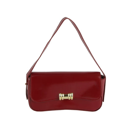 Metal Accent Vegan Leather Shoulder Bag